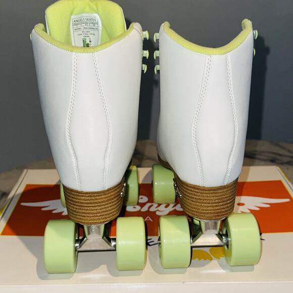 NEW SZ 7 Angel Skates Quad Roller Skates White Green Lime Neon NIB Women's Girls - Picture 5 of 8